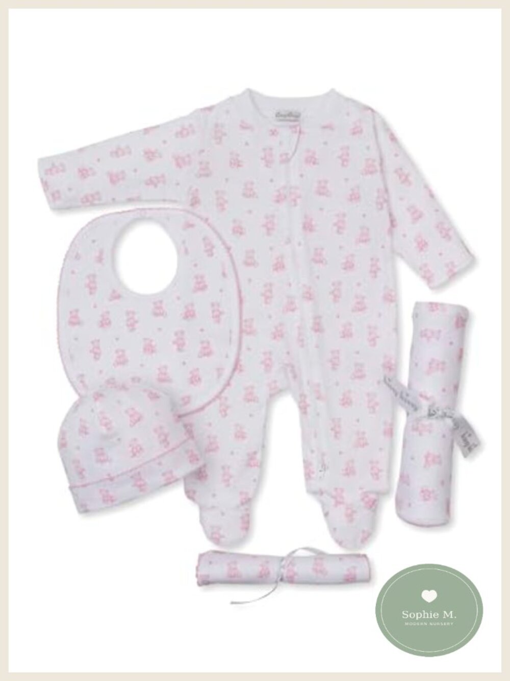 5-Piece Cotton Baby Gift Set Teddy Bear Print with Box